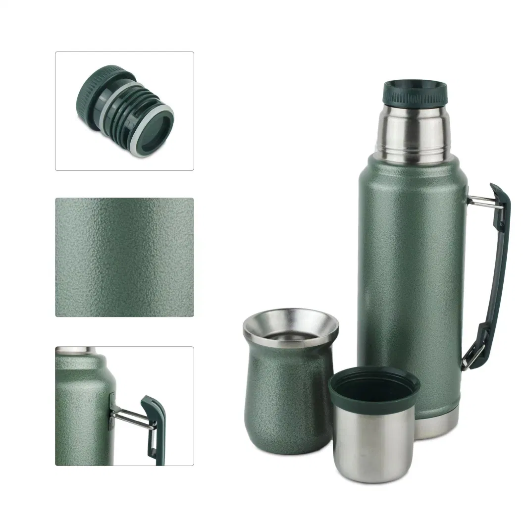 1L+180ml Yerba Mate Tea Set Vacuum Insulated Stainless Steel Flask + Cup for Brazil South America