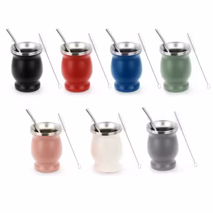 2021 Xícara de café e chá de erva-mate personalizada com palha bombilla de aço inoxidável