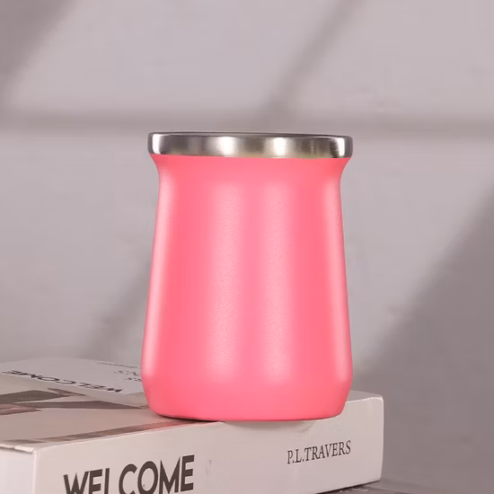 Novo 8oz copo de chá isolamento a vácuo 18/8 parede dupla aço inoxidável yerba mate copo