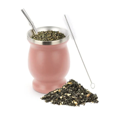 Xícara de Chá Mate 8oz/230ml de Aço Inoxidável Copo de Erva Mate Cabaça de Parede Dupla com Bombilla