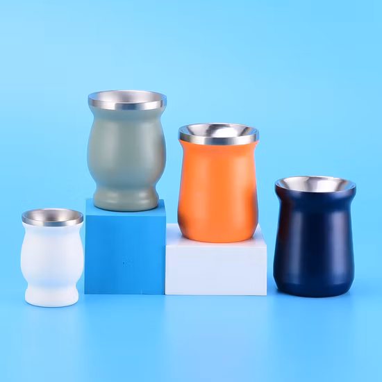 Xícara de chá de café de erva-mate de aço inoxidável com isolamento a vácuo de parede dupla personalizada por atacado com palha Bombilla