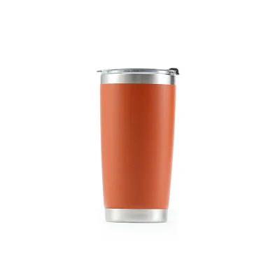 Caneca térmica isolada a vácuo com copo de viagem de aço inoxidável de 18 onças com suporte manual e garrafa térmica de palha